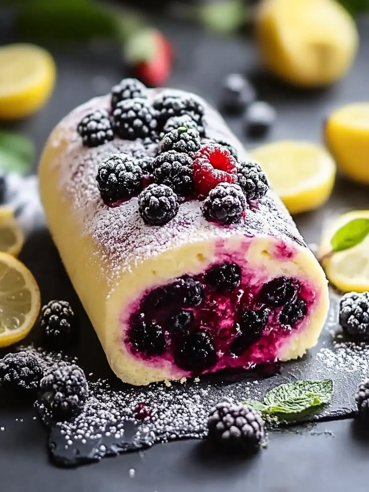 Brombeer-Zitronen-Kuchenrolle: Ein fruchtiges Genusswunder 5 Brombeer-Zitronen-Kuchenrolle