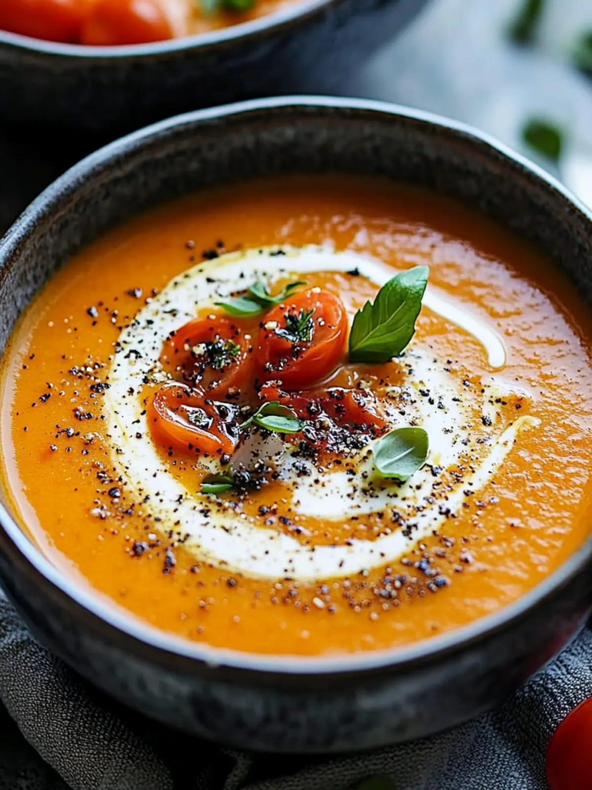Cremige geröstete Knoblauch-Tomatensuppe für kuschelige Abende 2 Cremige geröstete Knoblauch-Tomatensuppe