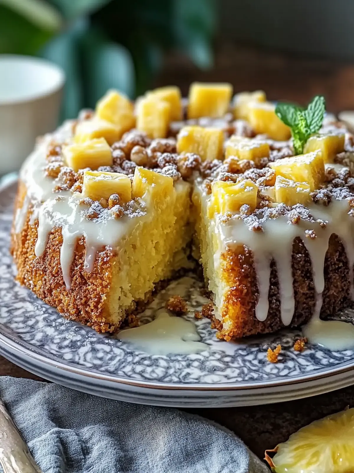 Süßer cremiger Ananas-Pekanuss-Kuchen für glückliche Momente 2 Süßer cremiger Ananas-Pekanuss-Kuchen
