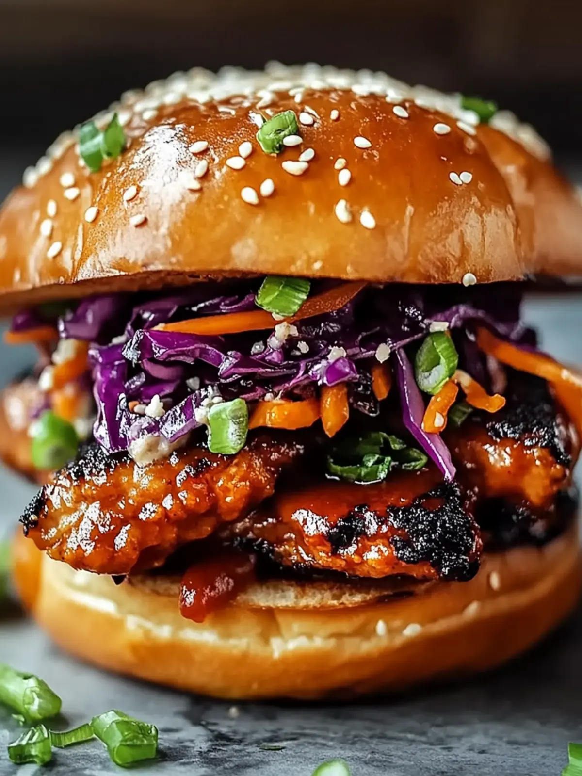 Korean BBQ Hähnchen-Sandwich mit würzigem Krautsalat genießen 4 Korean BBQ Hähnchen-Sandwich mit würziger Krautsalat-Glück