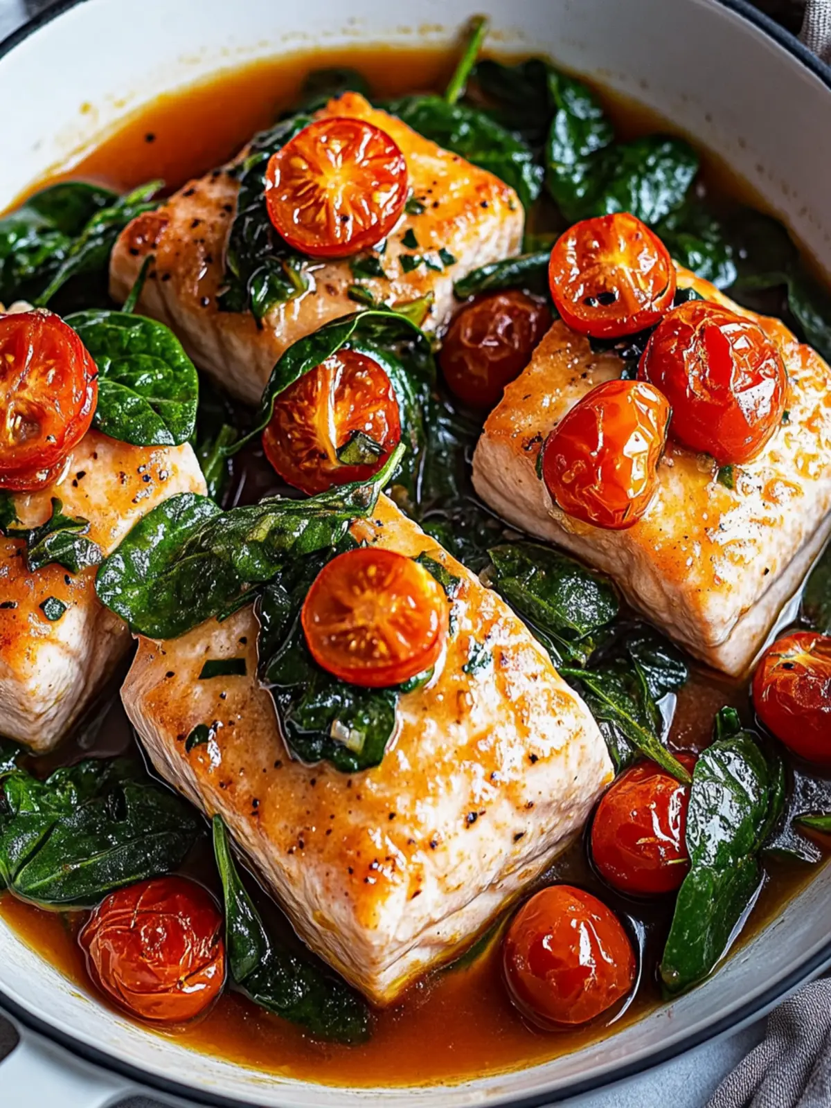 Toskanischer Knoblauchlachs mit Spinat und Tomaten Rezept für Genießer 5 Toskanischer Knoblauchlachs mit Spinat und Tomaten Rezept