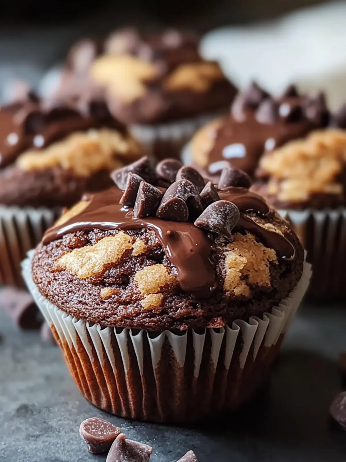 Schokoladen-Erdnussbutter-Schlieren-Muffins