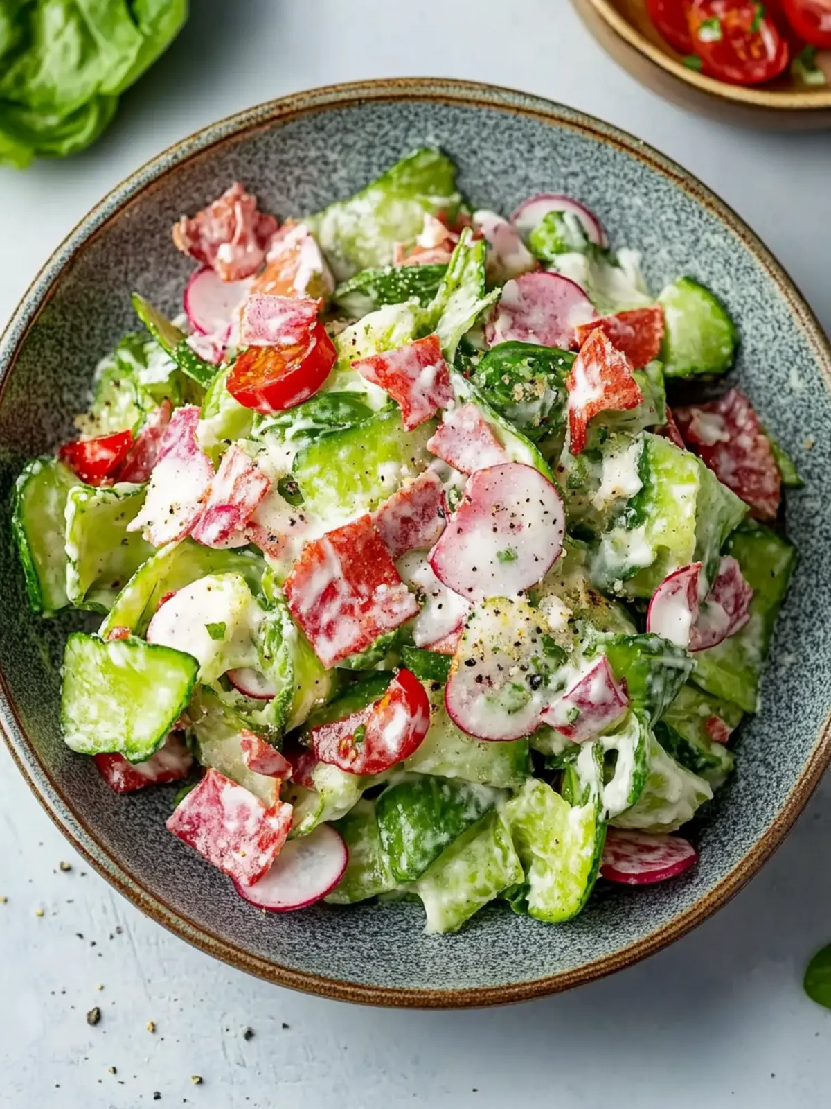 Knackiger Gurkensalat mit Speck: Erfrischend und schnell zubereitet 2 Knackiger Gurkensalat mit Speck