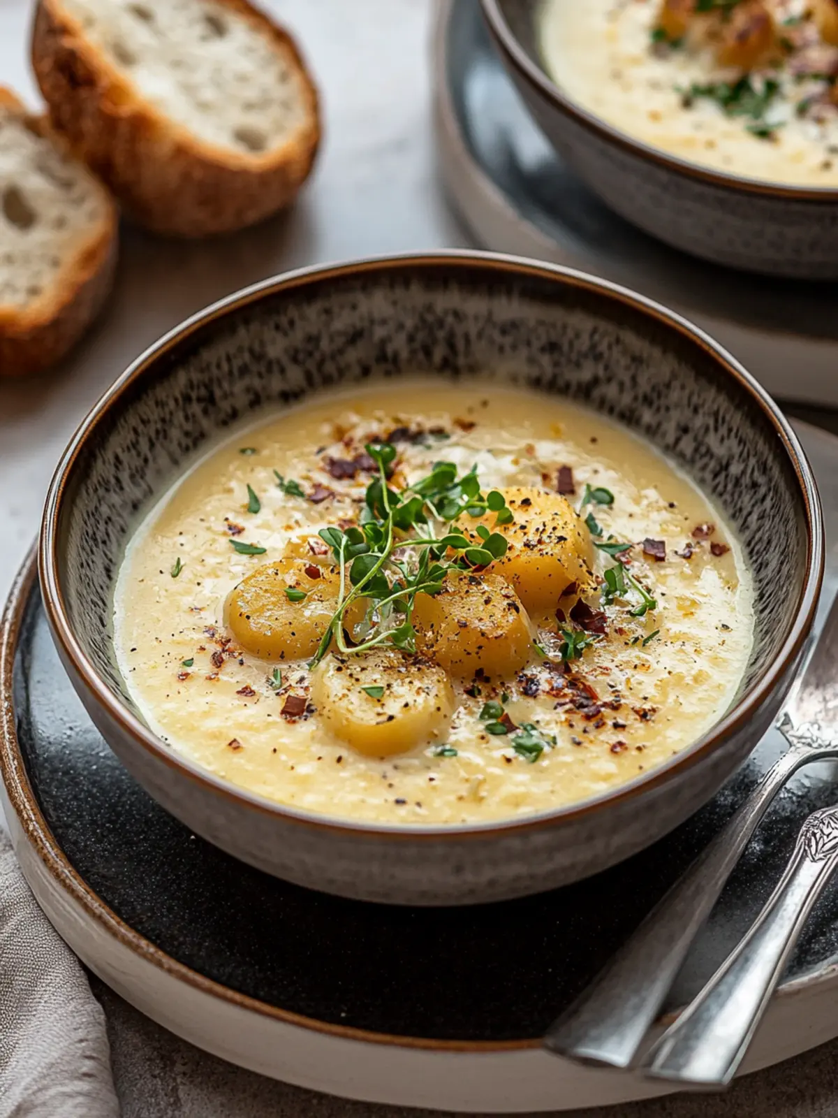 Cheddar-Knoblauch-Kräuter-Kartoffelsuppe in 30 Minuten für Gemütlichkeit 4 Cheddar-Knoblauch-Kräuter-Kartoffelsuppe in 30 Minuten für das ultimative gemütliche Abendessen