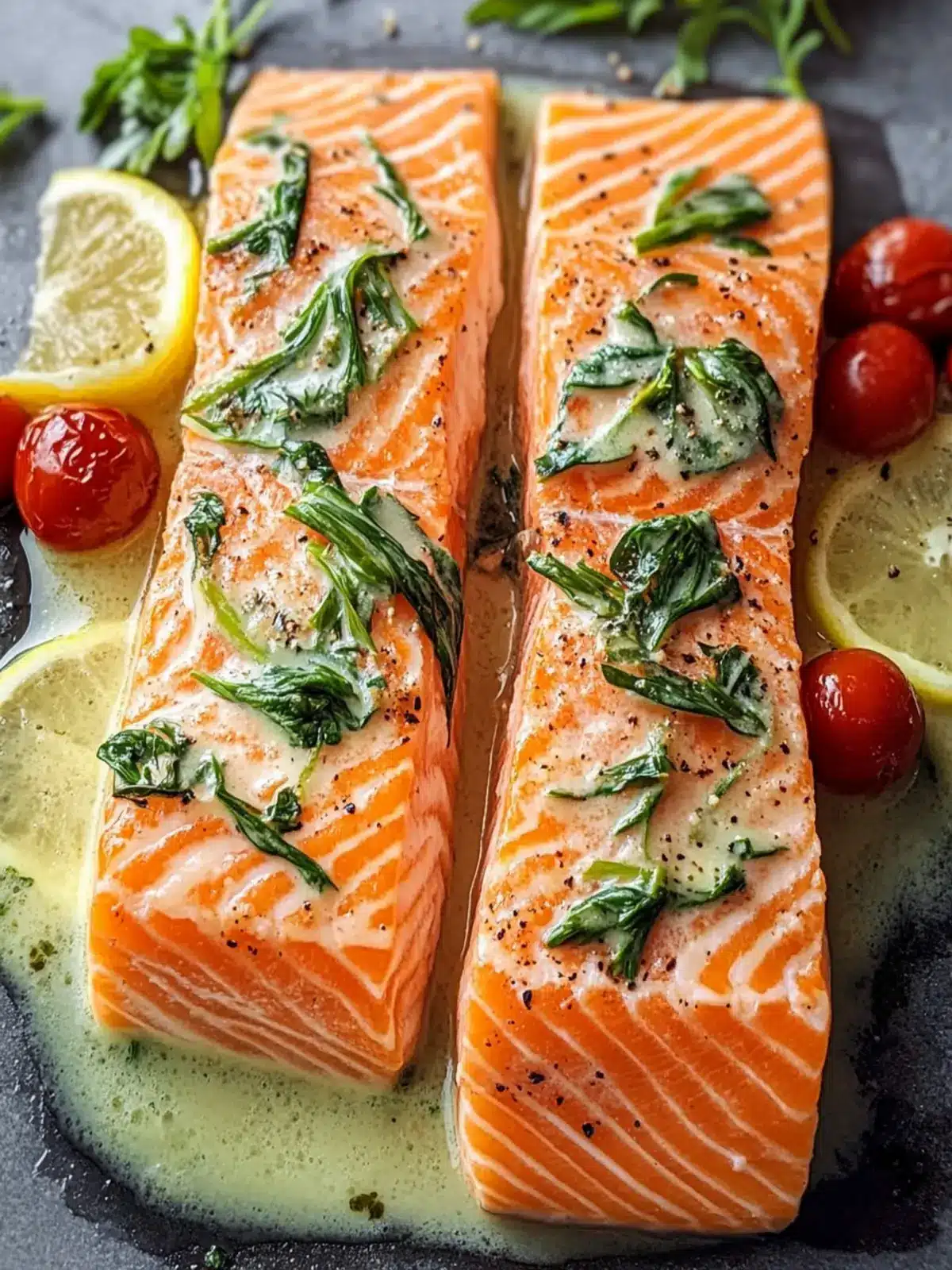 Cremiger toskanischer Lachs mit Spinat und Tomaten 2 toscane Lachs