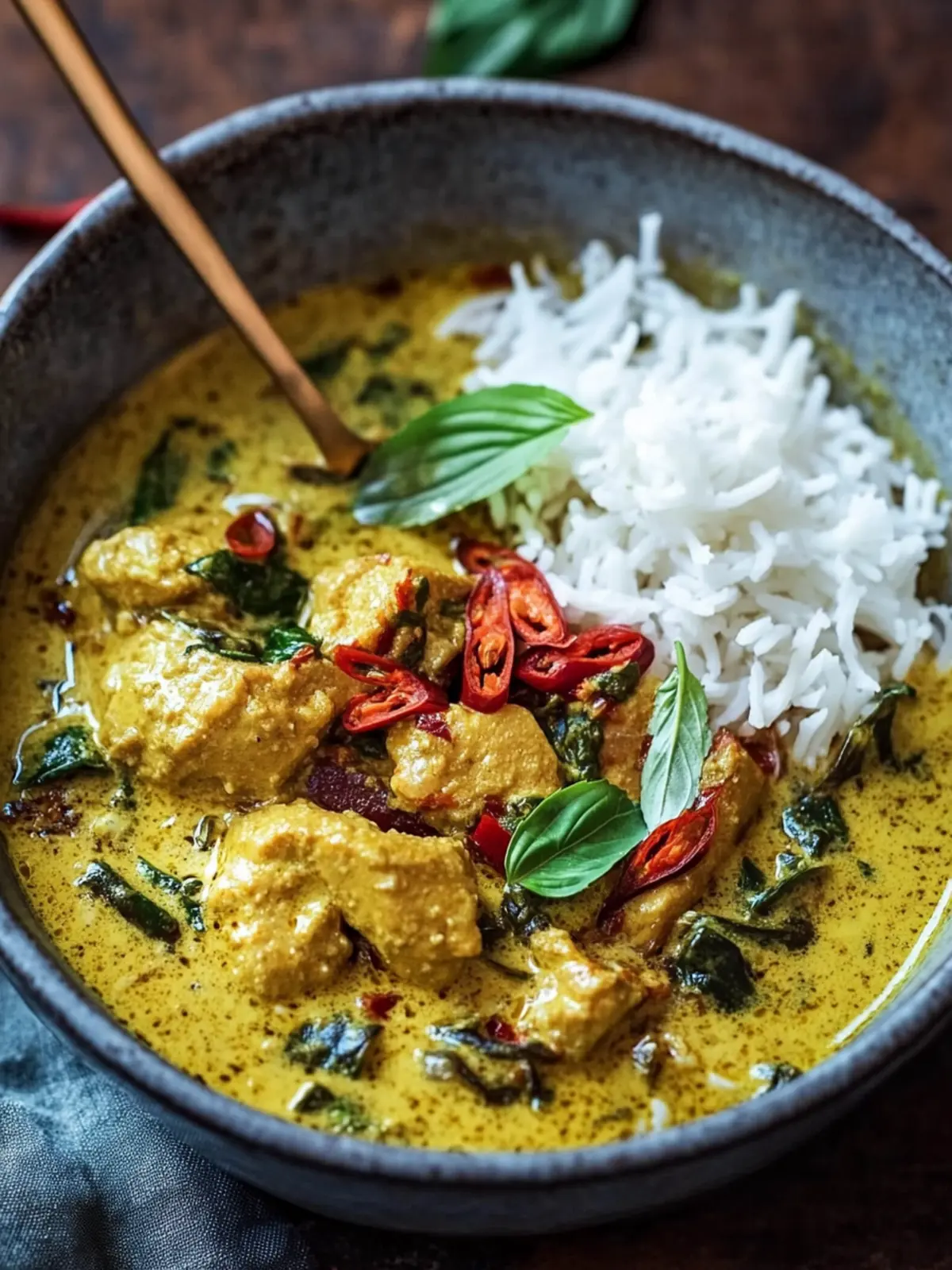 Köstliches Crockpot Kokosnuss-Hühnchen-Curry mit Schalottenöl 3 Crockpot Kokosnuss-Hühnchen-Curry mit knusprigem Schalotten-Basilikumöl