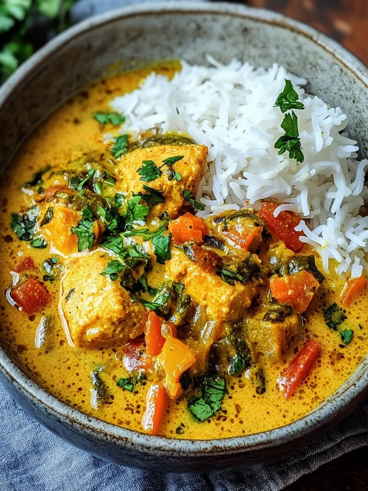 Köstliches Crockpot Kokosnuss-Hühnchen-Curry mit Schalottenöl 4 Crockpot Kokosnuss-Hühnchen-Curry mit knusprigem Schalotten-Basilikumöl