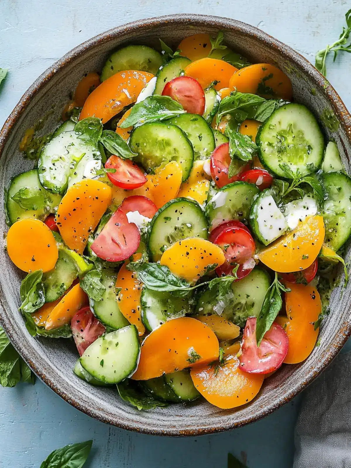 Erfrischender Gurken-Pfirsich-Salat mit Avocado für den Sommer 3 Gurken-Pfirsich-Salat