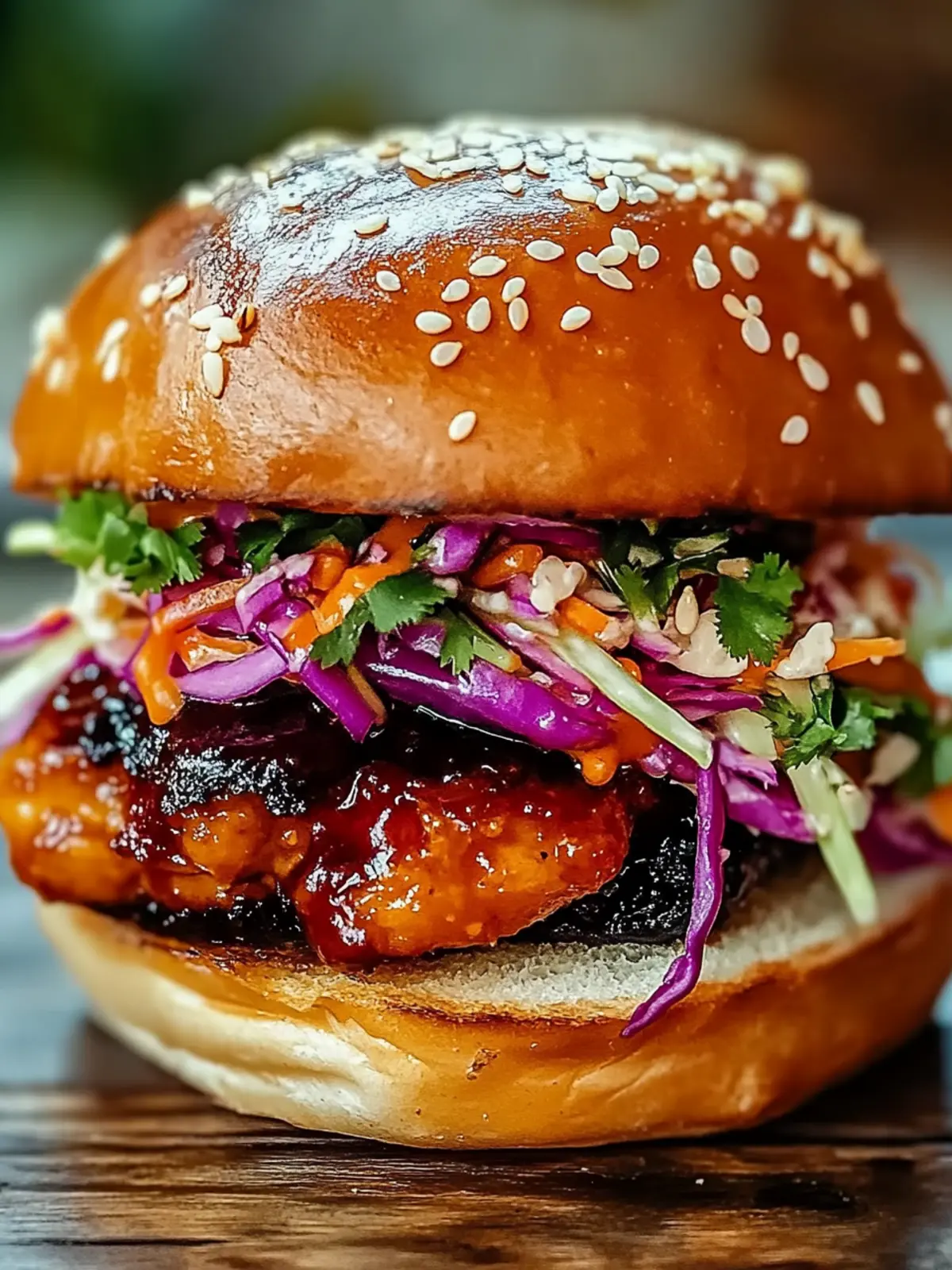 Korean BBQ Hähnchen-Sandwich mit würzigem Krautsalat genießen 2 Korean BBQ Hähnchen-Sandwich mit würziger Krautsalat-Glück