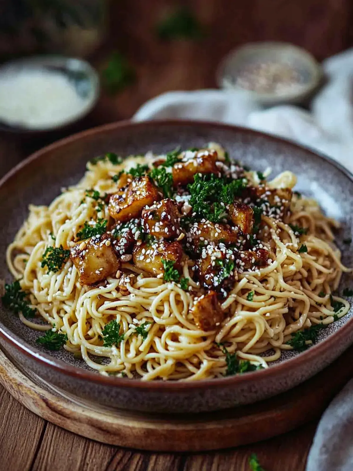 Klebrige Knoblauch-Hähnchen-Nudeln – Schnell und voller Geschmack 4 Klebrige Knoblauch-Hähnchen-Nudeln – Süß, herzhaft & so geschmackvoll