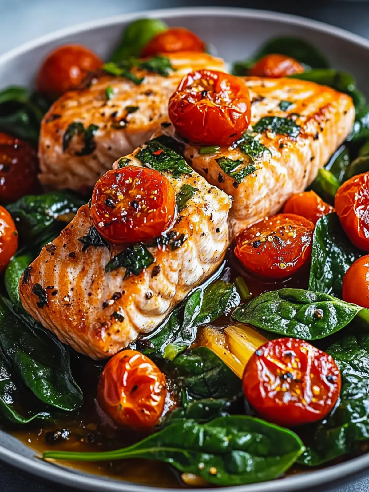 Toskanischer Knoblauchlachs mit Spinat und Tomaten Rezept für Genießer 3 Toskanischer Knoblauchlachs mit Spinat und Tomaten Rezept