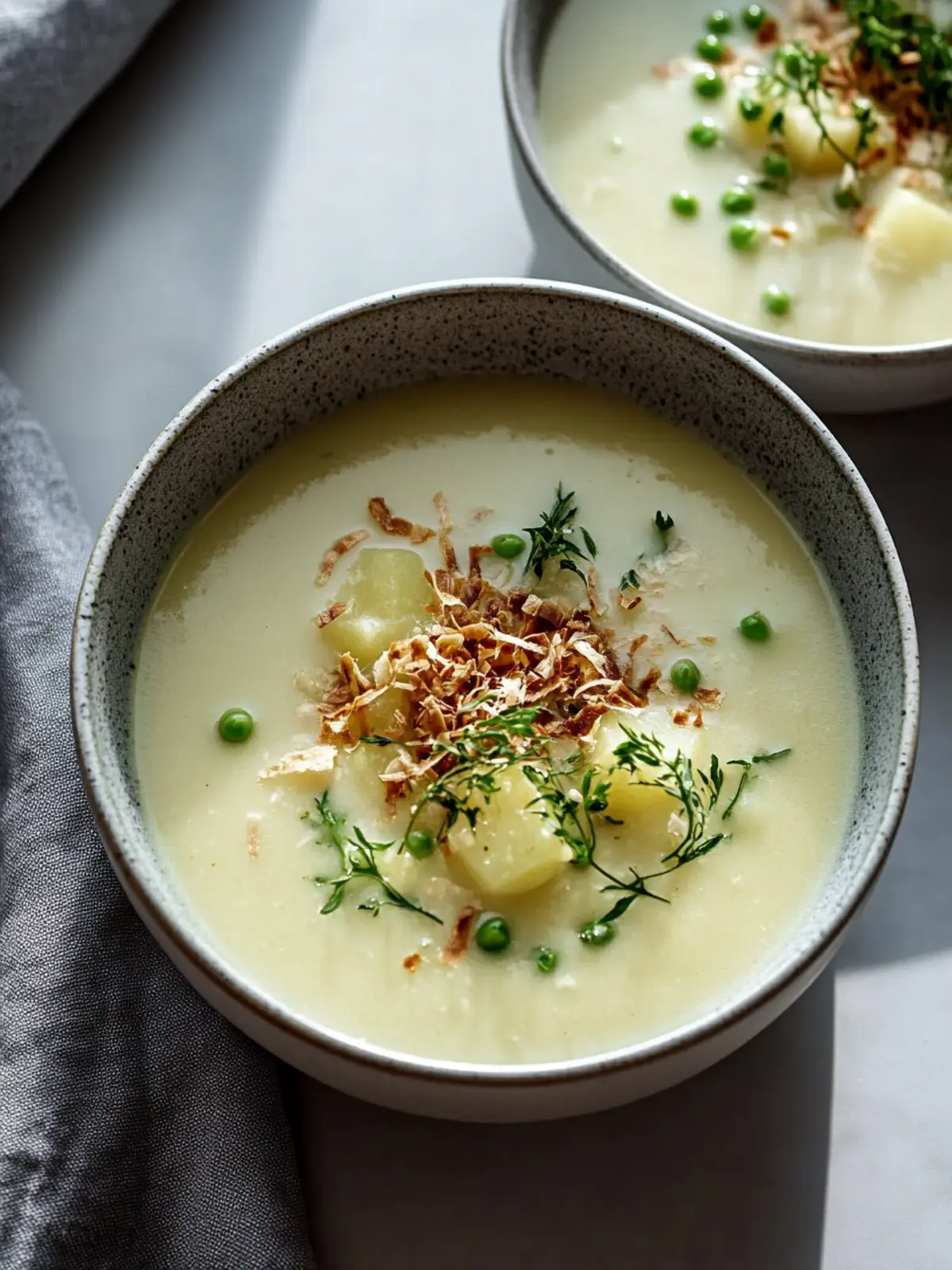 Cremige Kartoffel-Lauch-Suppe mit knusprigen Schalotten genießen 4 Cremige Kartoffel-Lauch-Suppe mit knusprigen Schalotten