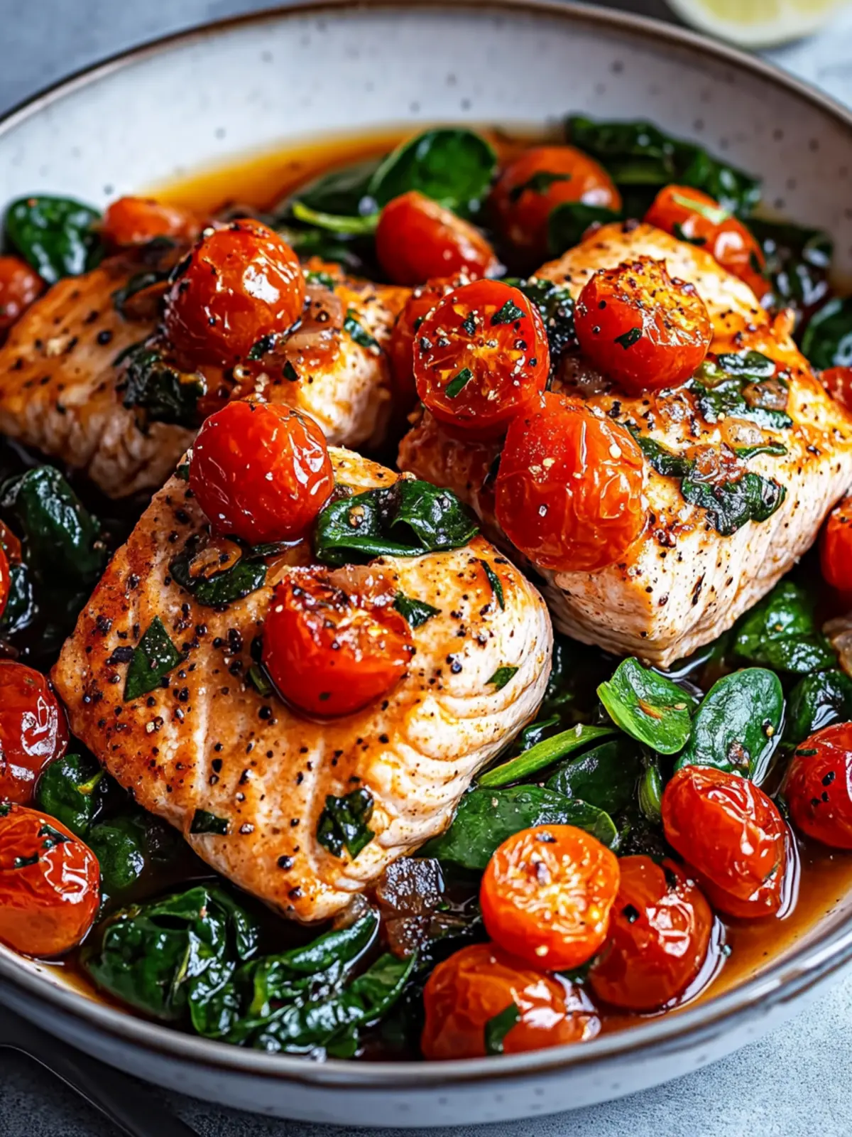 Toskanischer Knoblauchlachs mit Spinat und Tomaten Rezept für Genießer 4 Toskanischer Knoblauchlachs mit Spinat und Tomaten Rezept