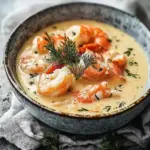 Cremige Krabben- und Garnelen-Seafood-Bisque für jeden Anlass 9 Cremige Krabben- und Garnelen-Seafood-Bisque