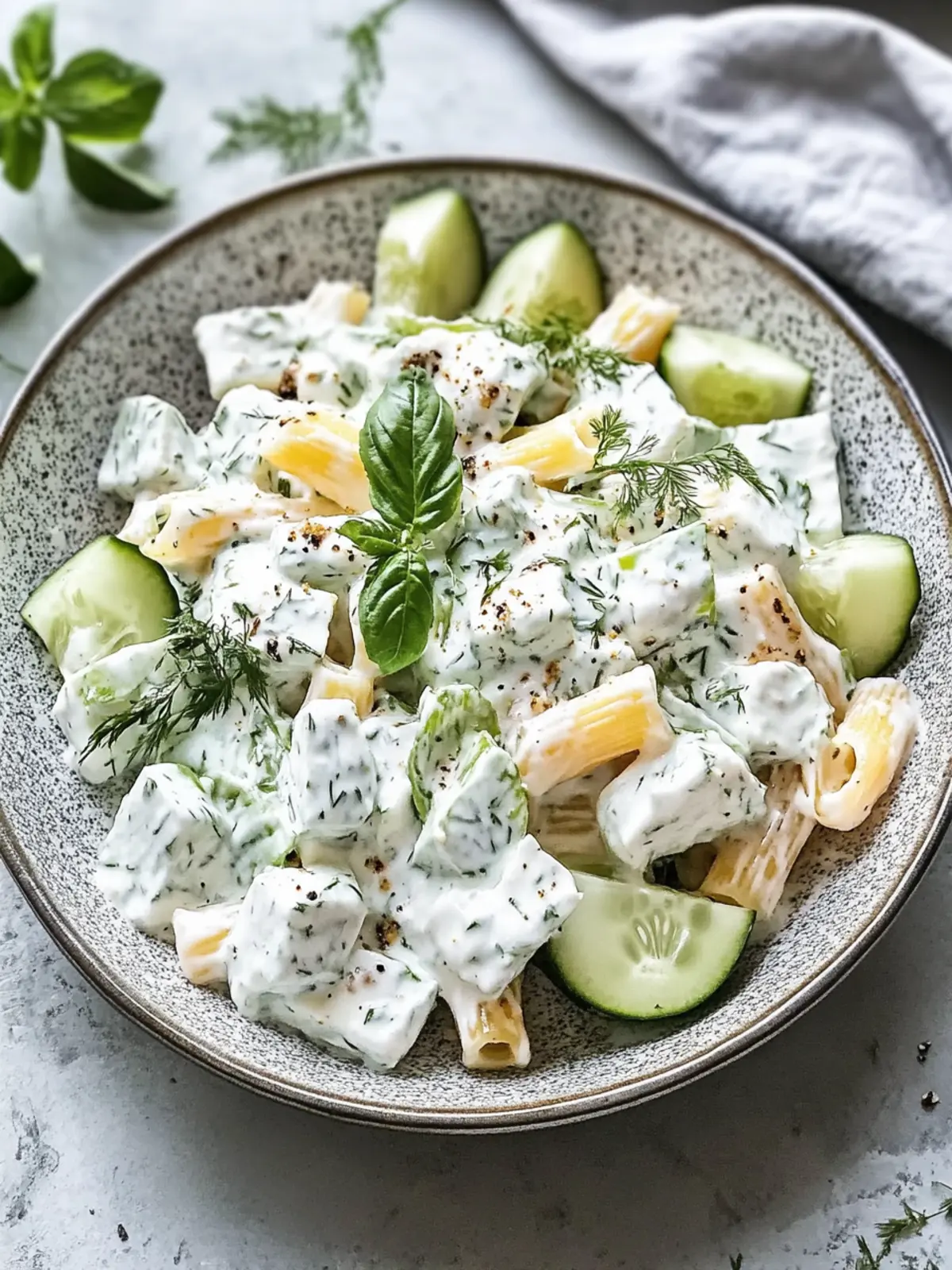 Tzatziki-Nudelsalat: Cremig und erfrischend für den Sommer 4 Tzatziki-Nudelsalat: Eine cremige Abwandlung von Sommerfavoriten