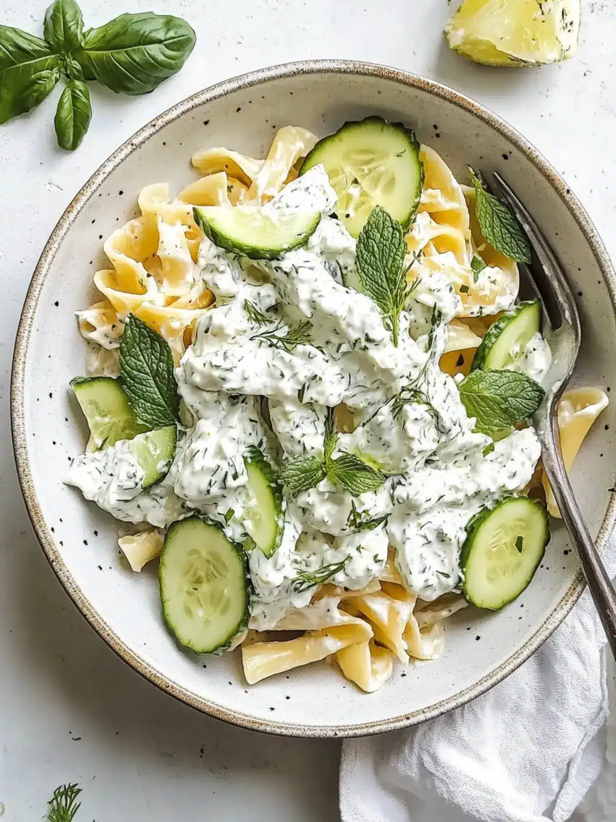 Tzatziki-Nudelsalat: Cremig und erfrischend für den Sommer 2 Tzatziki-Nudelsalat: Eine cremige Abwandlung von Sommerfavoriten