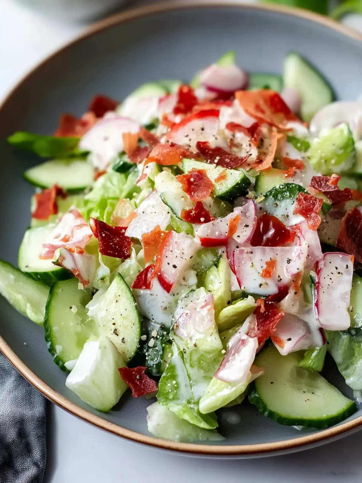 Knackiger Gurkensalat mit Speck: Erfrischend und schnell zubereitet 5 Knackiger Gurkensalat mit Speck