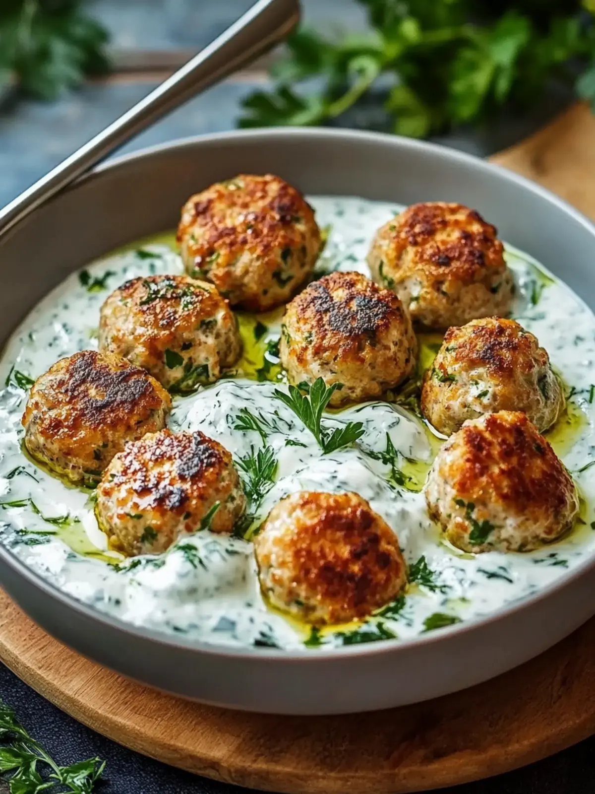 Saftige Hähnchen-Kofta mit cremiger Knoblauch-Joghurt-Sauce 4 Hähnchen-Kofta Knoblauch-Joghurt-Sauce