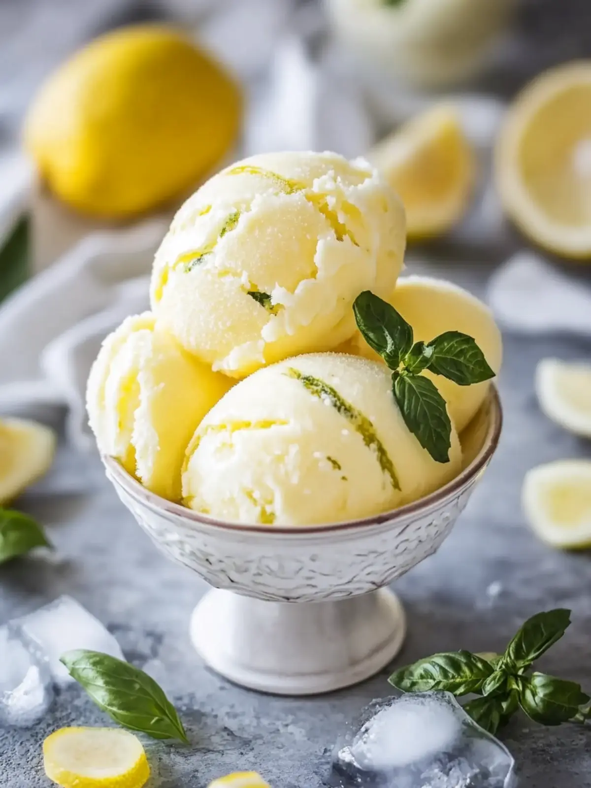 Zitronen-Basilikum-Sorbet: Erfrischender Sinnesrausch für den Sommer 4 Zitronen-Basilikum-Sorbet: Erfrischender Sommergenuss erwartet