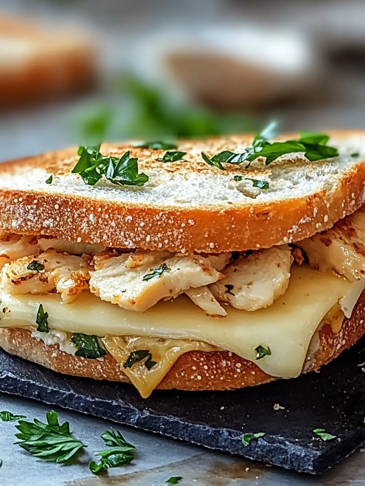 Unwiderstehliches Käse-Hähnchen-Knoblauchbrot-Sandwich schnell gemacht 3 Unwiderstehliches Käse-Hähnchen-Knoblauchbrot-Sandwich-Rezept