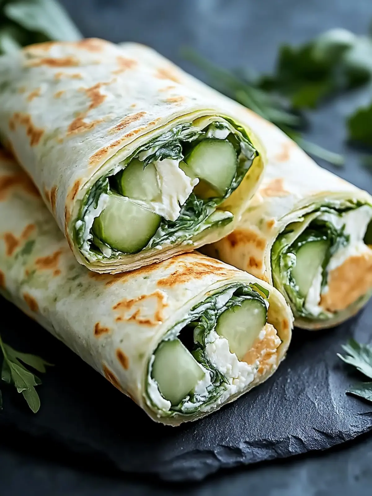 Knusprige Gurken-Hüttenkäse-Wraps für deinen gesunden Snack 4 Knusprige Gurken-Hüttenkäse-Wraps für einen gesunden Snack