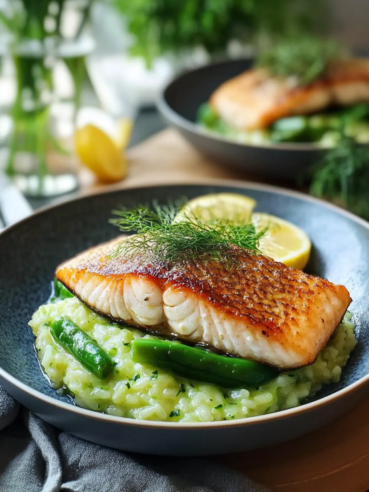 In der Pfanne gebratener Lachsfilet auf grünem Spargelrisotto – Frischer Frühlingsgenuss 5 In der Pfanne gebratener Lachsfilet auf grünem Spargelrisotto