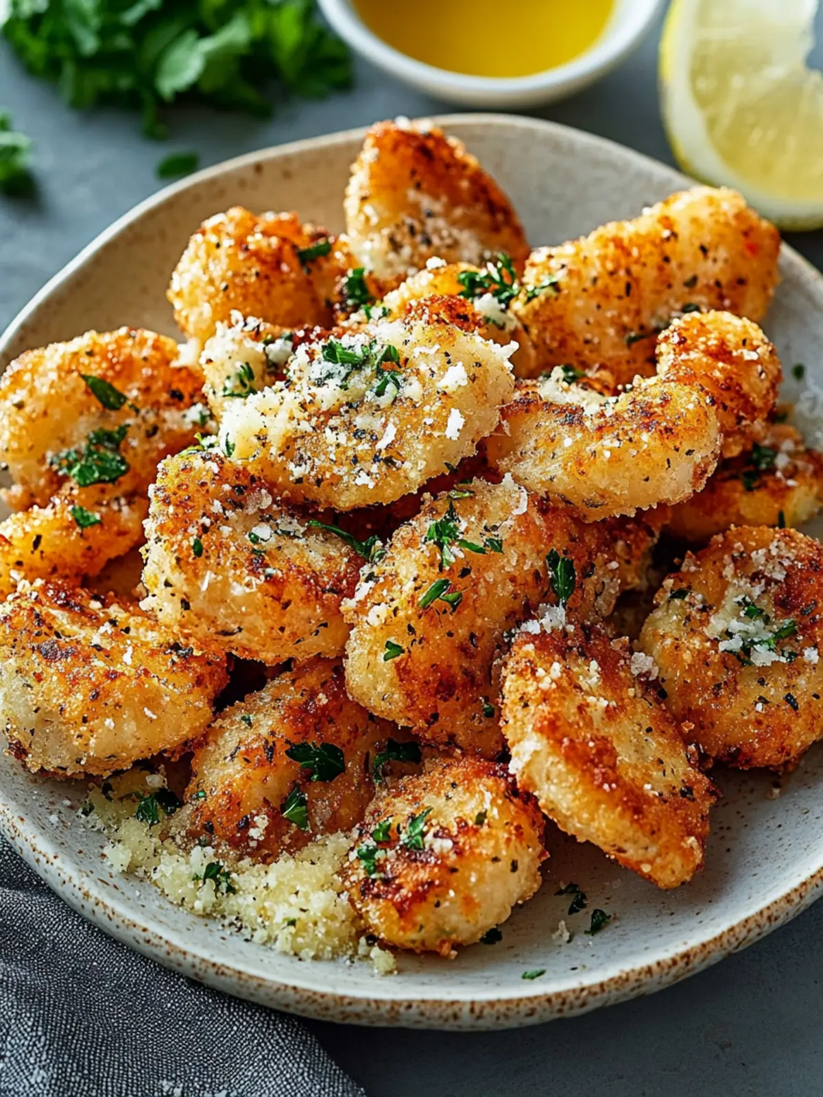 Saftige Knoblauch Parmesan Garnelen aus der Heißluftfritteuse 4 Knoblauch Parmesan Garnelen Heißluftfritteuse