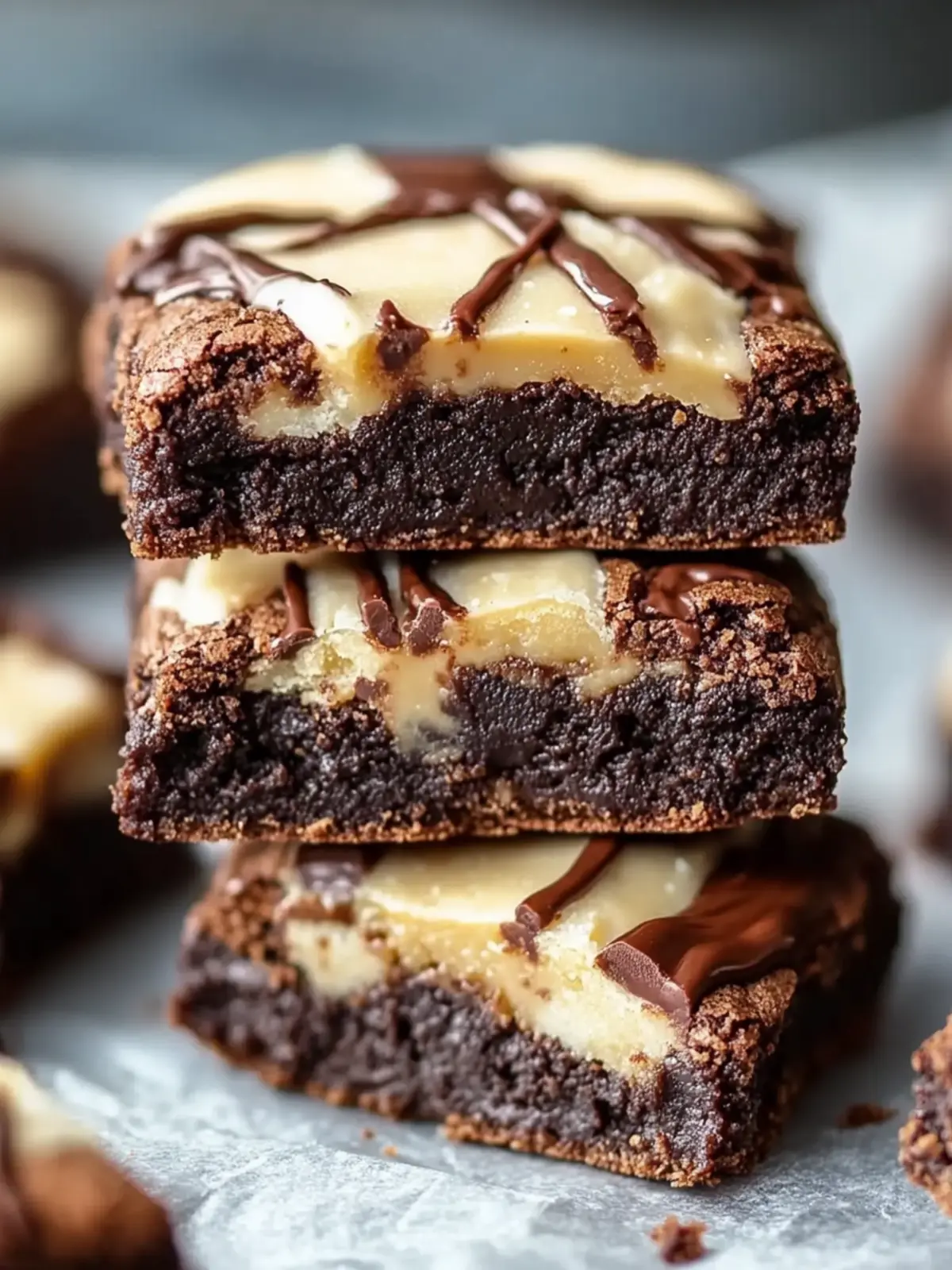 Erdnussbutter-Brownie-Kekse mit weißer Schokolade genießen 5 Erdnussbutter-Brownie-Kekse mit weißer Schokolade beträufelt