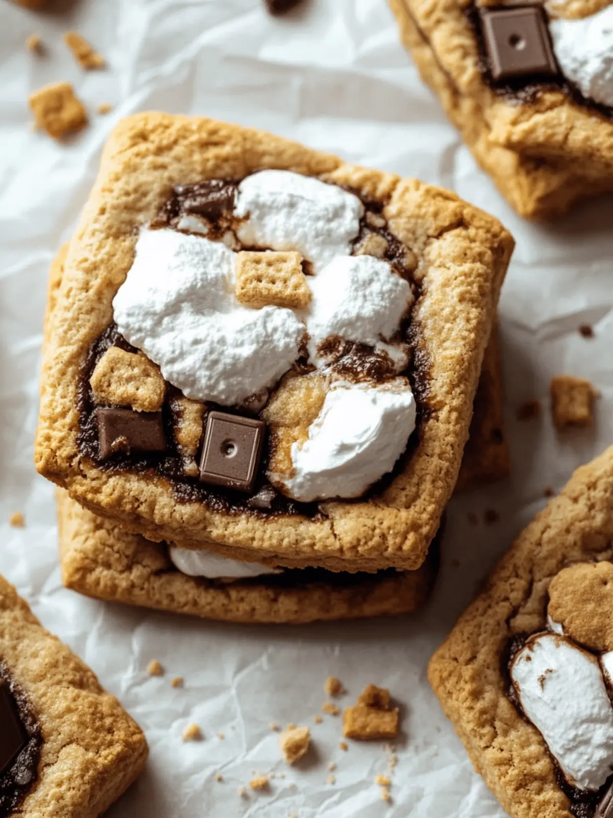 Süße S’mores-Kekse mit Schokolade und zartem Marshmallow 4 S’mores-Keks
