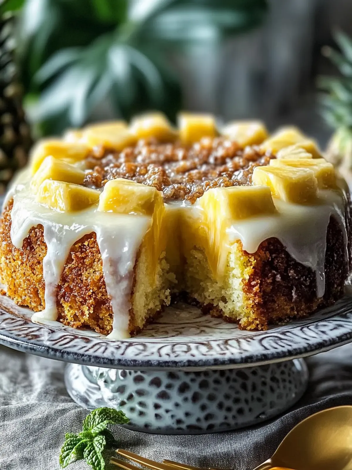 Süßer cremiger Ananas-Pekanuss-Kuchen für glückliche Momente 3 Süßer cremiger Ananas-Pekanuss-Kuchen