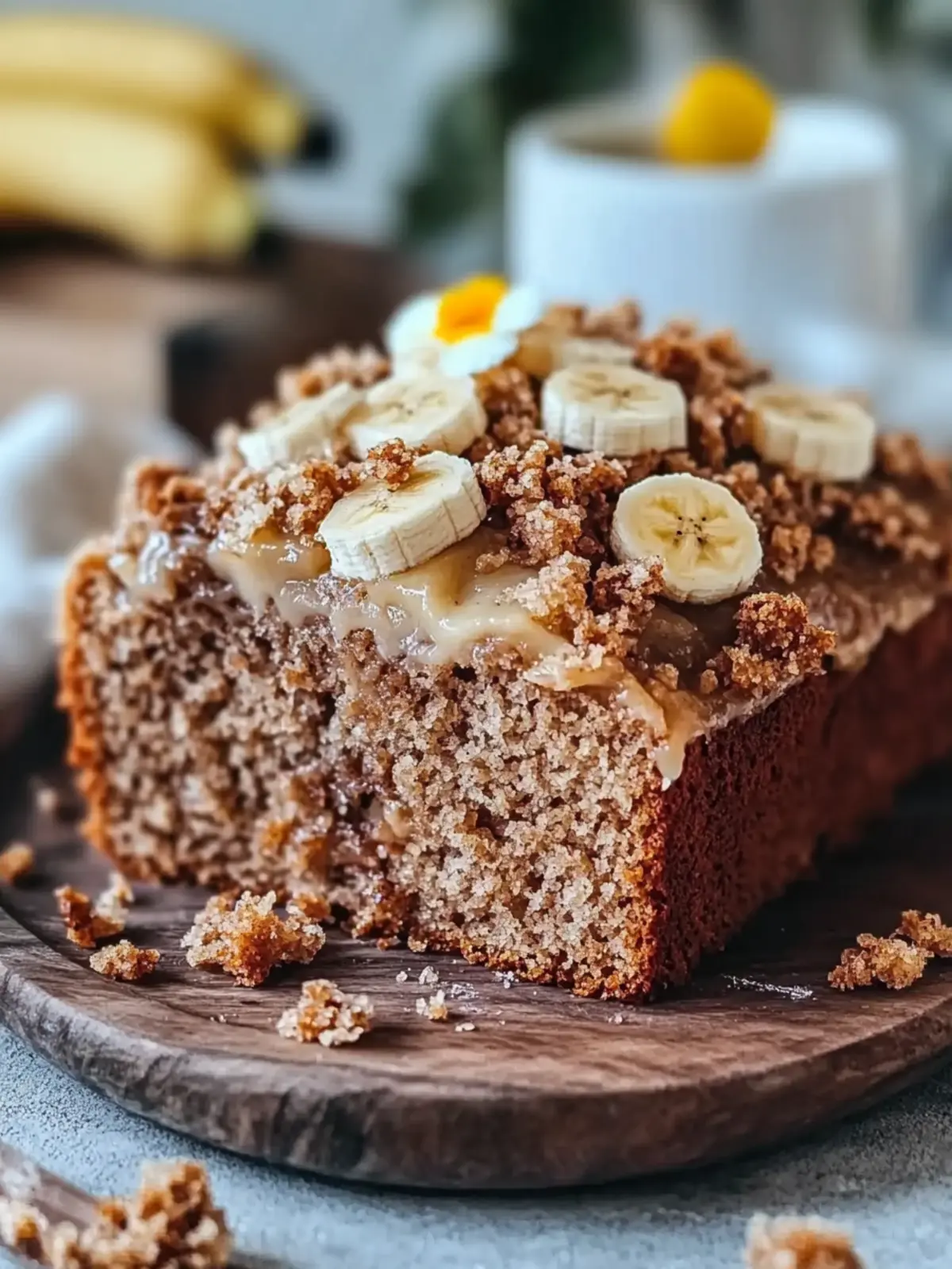 Braune Butter Bananenbrot Rezept mit einfacher knuspriger Pecannuss-Streusel-Beläge