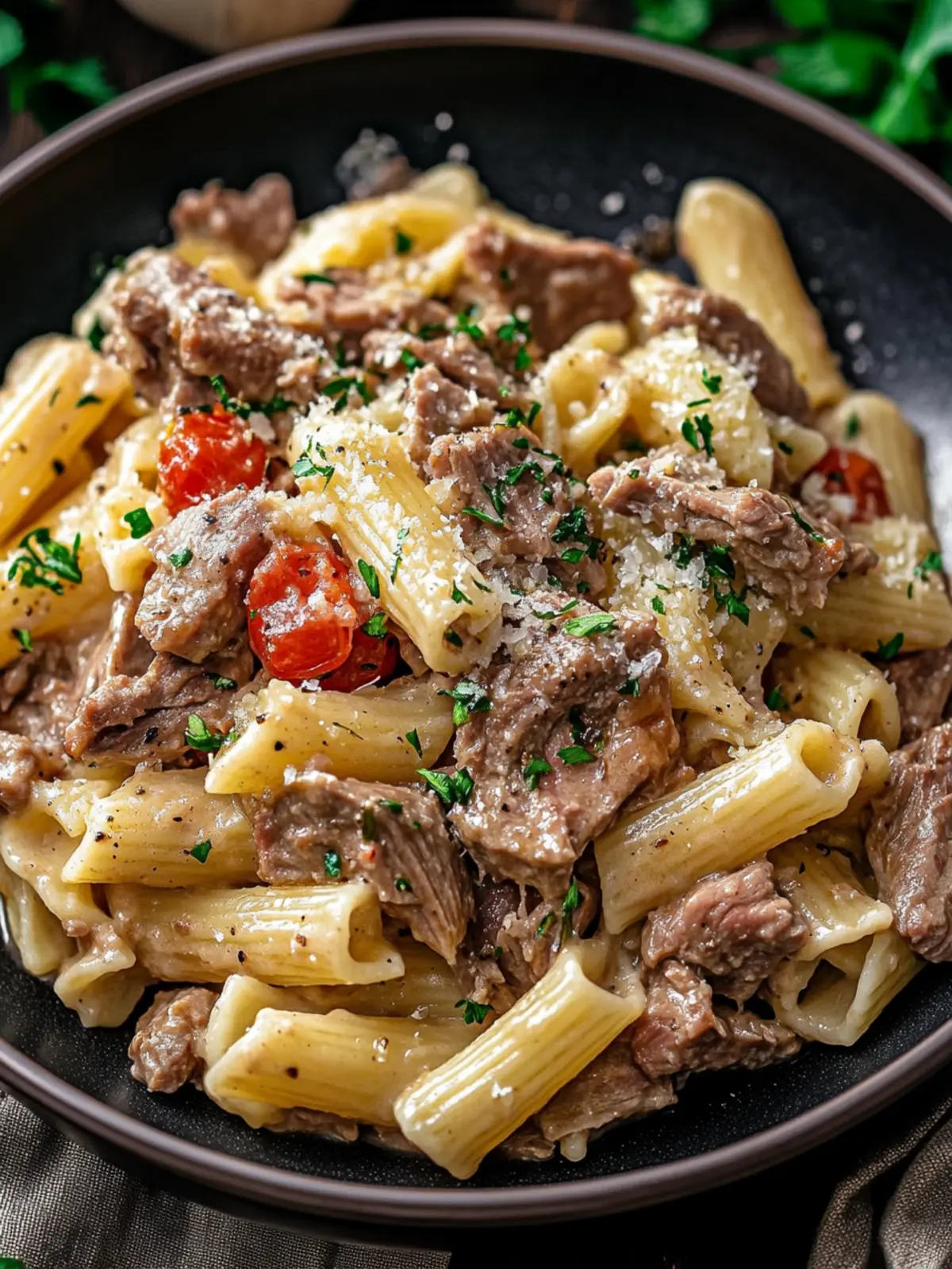 Köstliche Knoblauch-Rindfleisch-Pasta – Slow Cooker Genuss pur 3 Köstliche Knoblauch-Rindfleisch-Pasta – Ein Muss für den Slow Cooker Rezept