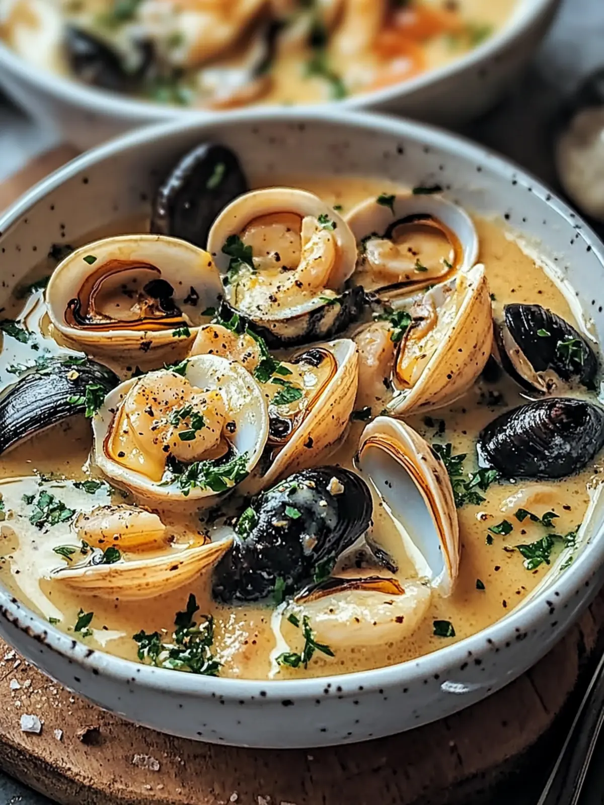 Garnelen und Muscheln in cremiger Knoblauchsauce: Einfach himmlisch 4 Garnelen und Muscheln in cremiger Knoblauchsauce: Ein Muss zu probieren Freude