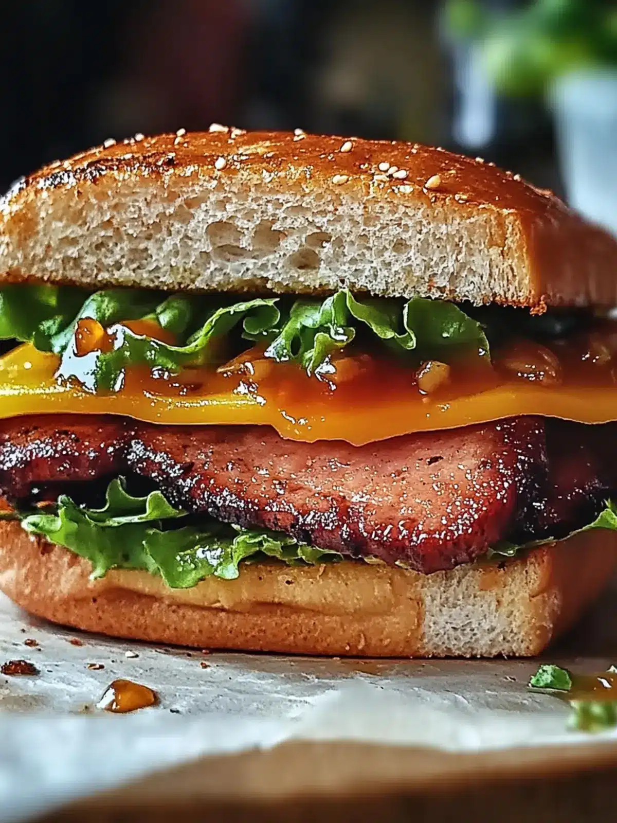 Herzhafter Hackbraten-Sandwich mit süß-saurer Glasur Freude genießen 4 Herzhafter Hackbraten-Sandwich mit süß-saurer Glasur Freude