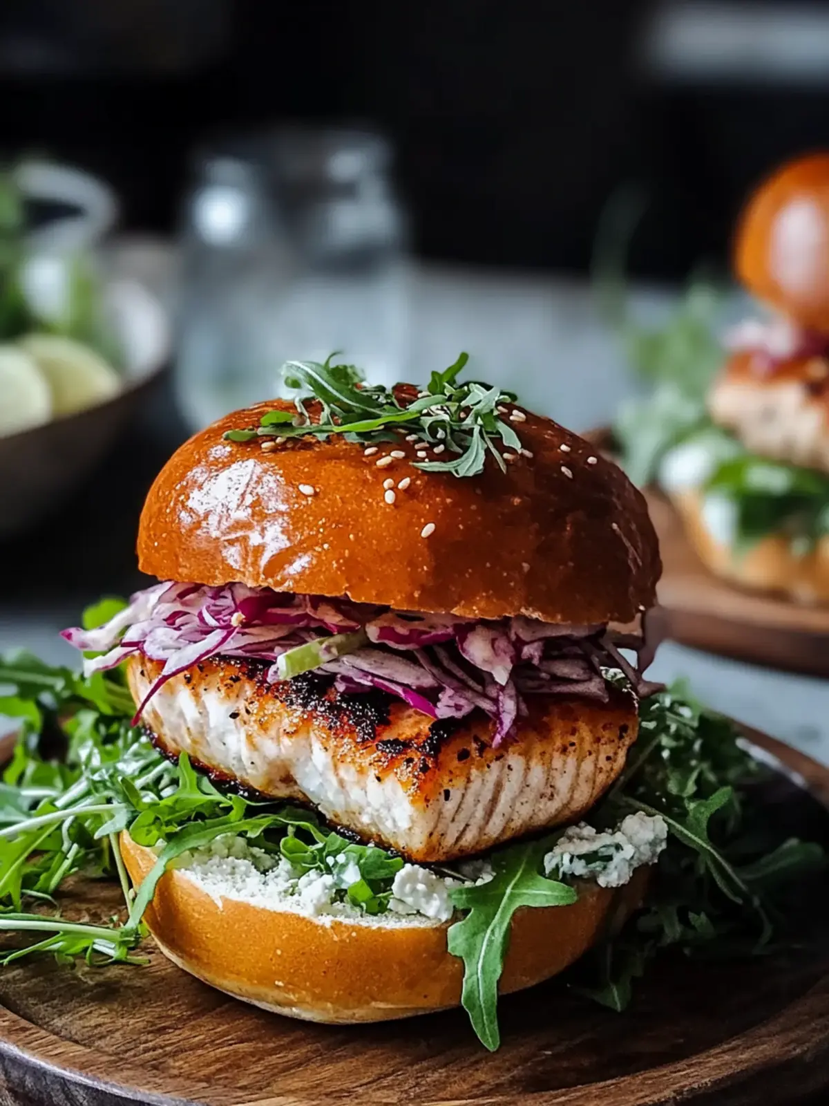 Knusprige Lachs-Slider mit Zitronen-Rucola-Slaw für Genussmomente 3 Knusprige Lachs-Slider mit Zitronen-Rucola-Slaw