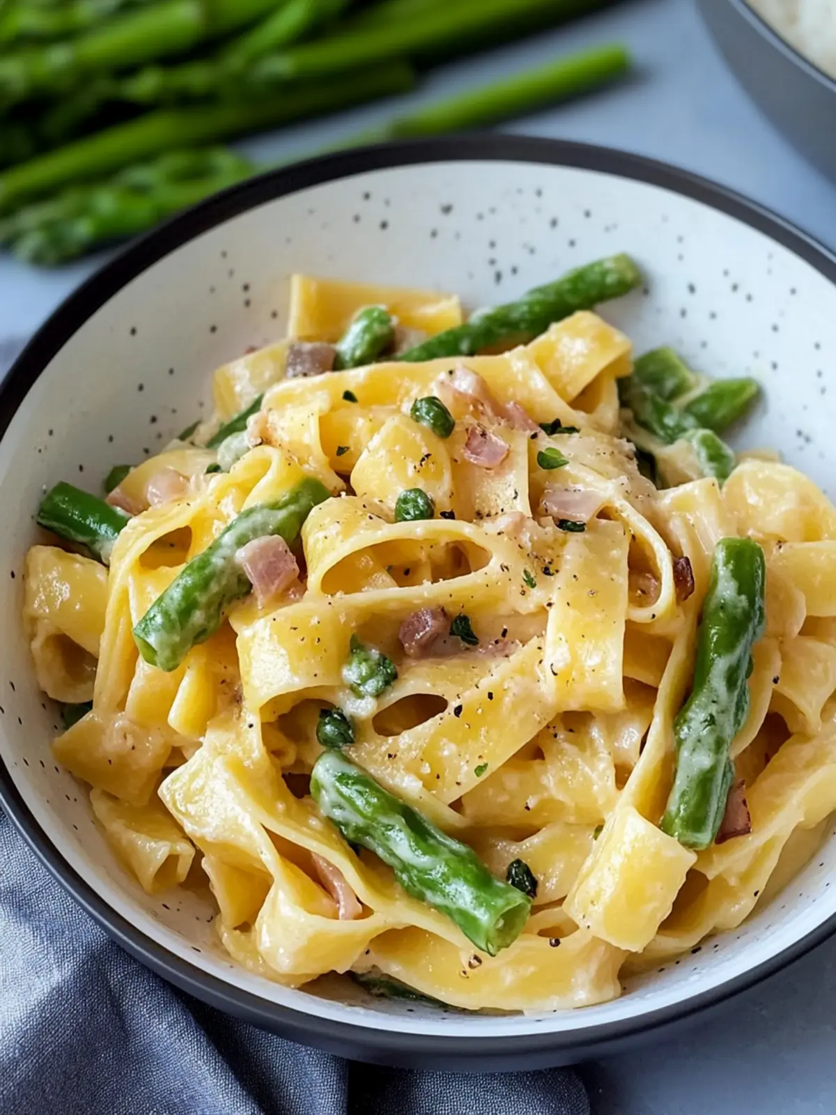 Schnelle cremige Spargel- und Schinkenpasta für Frühlingsgenuss 2 Cremige Spargel- und Schinkenpasta