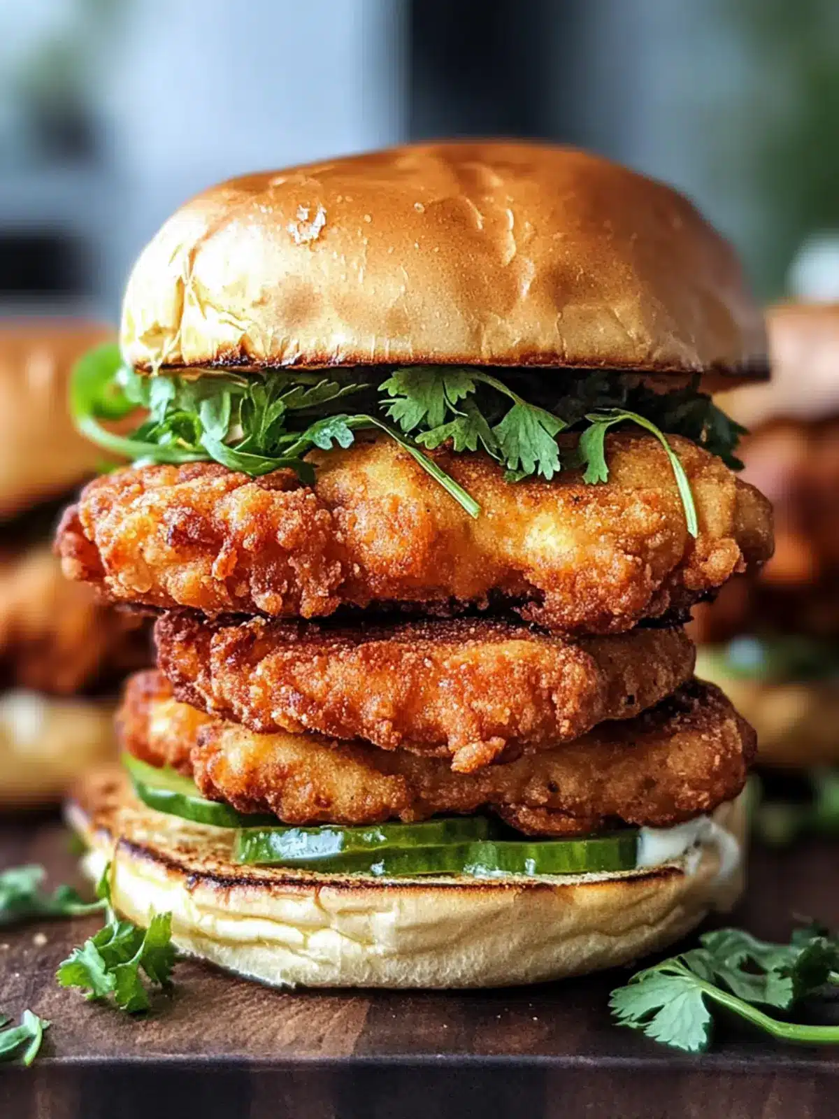 Crispy Koriander Limetten Hühnchen Sandwiches für den Genuss 4 Crispy Koriander Limetten Hühnchen Sandwiches