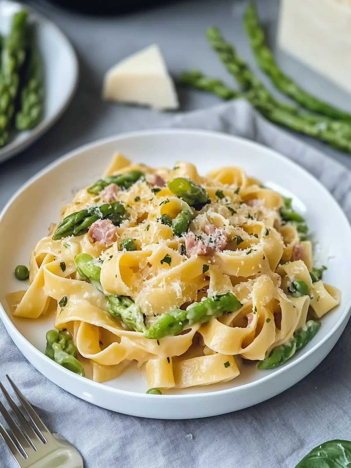 Schnelle cremige Spargel- und Schinkenpasta für Frühlingsgenuss 4 Cremige Spargel- und Schinkenpasta