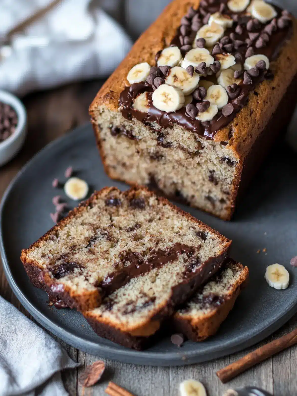 Schokoladenstückchen Zimtwirbel Bananenbrot für unwiderstehlichen Genuss 4 Schokoladenstückchen Zimtwirbel Bananenbrot