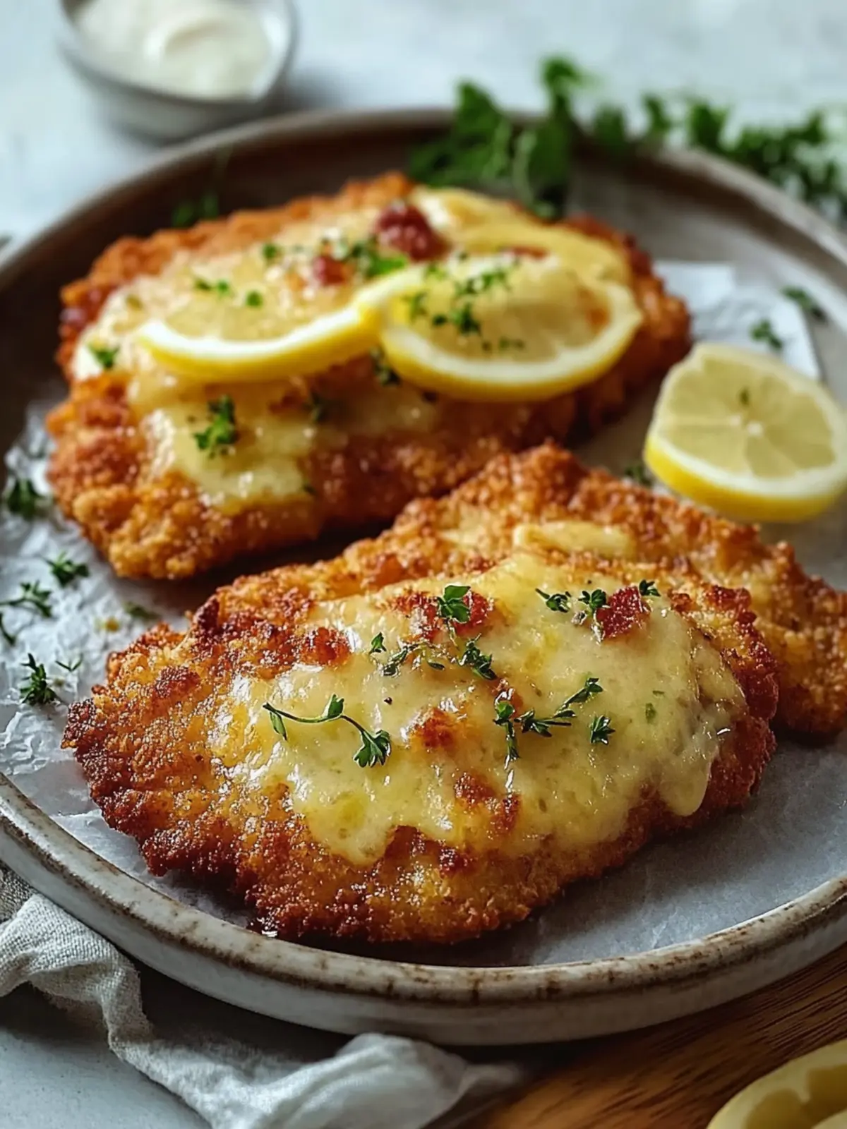Knuspriges gebackenes Hühnchen-Schnitzel