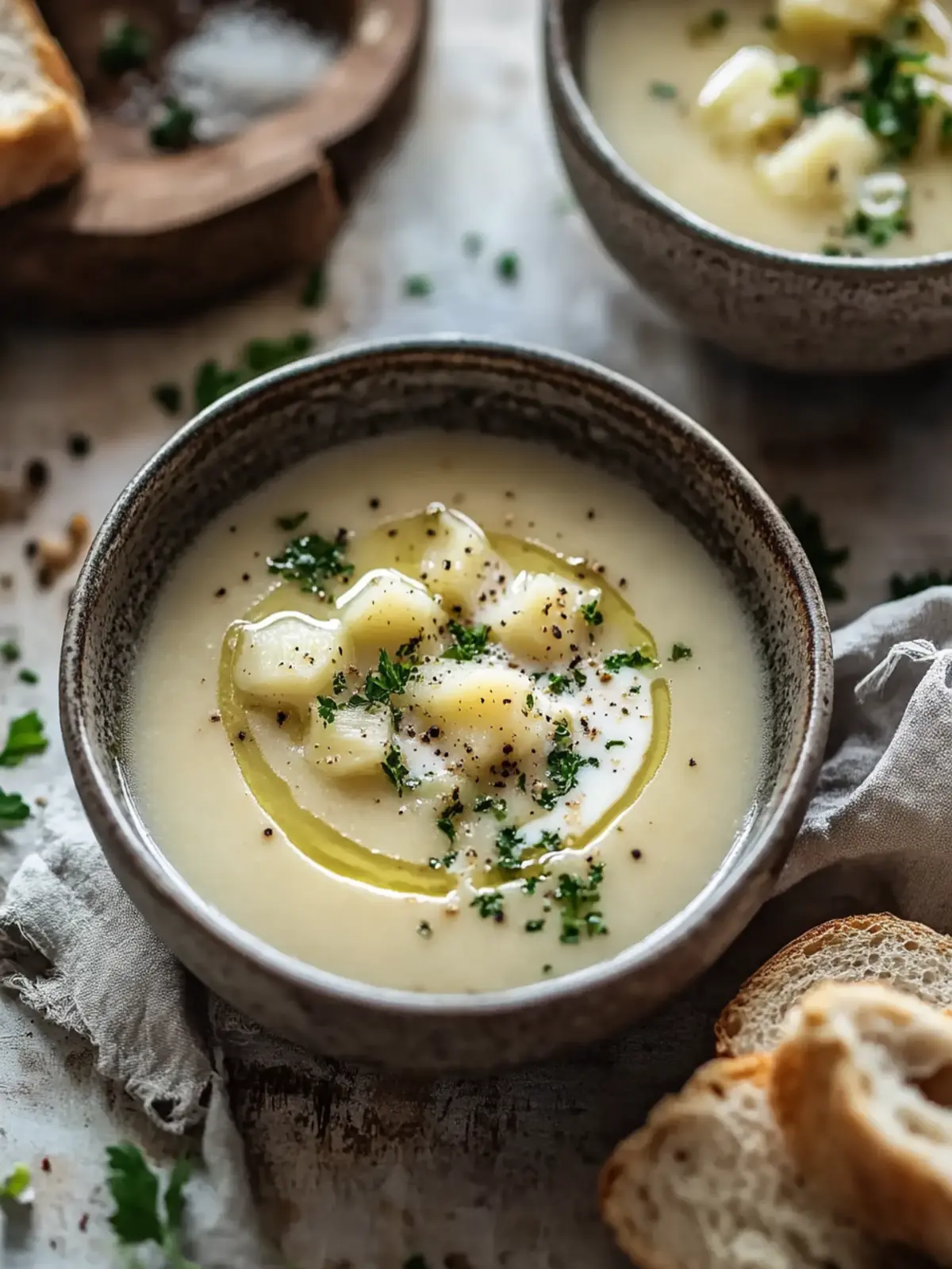 Ländliche Französische Knoblauchsuppe – Ein herzlicher Genuss 3 Ländliche Französische Knoblauchsuppe – Reichhaltige Rinderbrühe Delikatesse