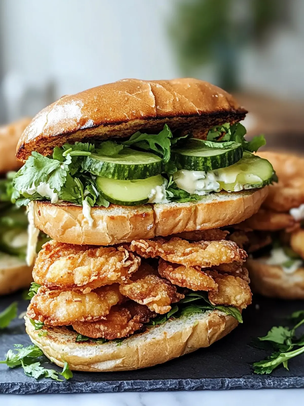 Crispy Koriander Limetten Hühnchen Sandwiches für den Genuss 2 Crispy Koriander Limetten Hühnchen Sandwiches