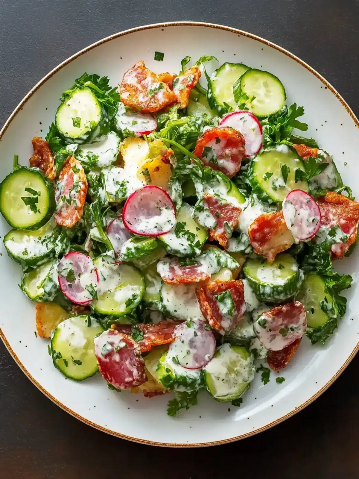 Gurken Speck Ranch Salat - Frischer Genuss für jeden Tag 4 Gurken Speck Ranch Salat