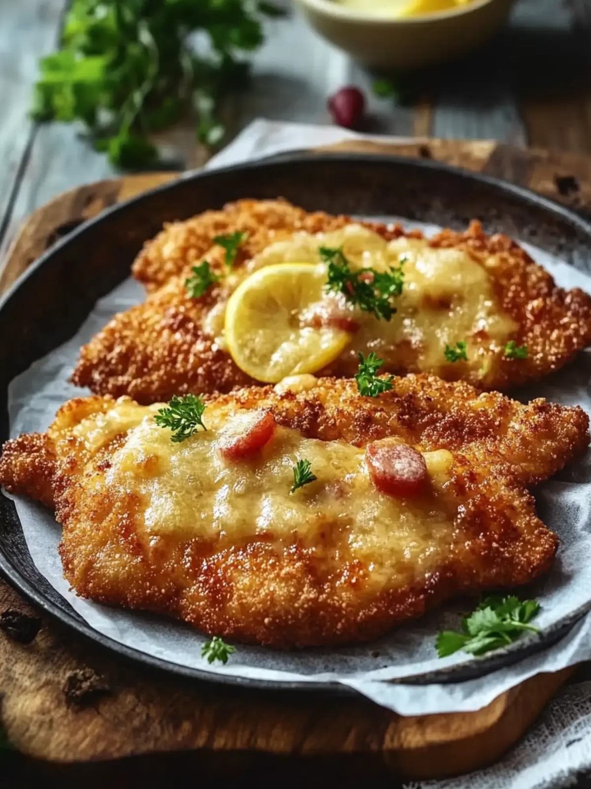 Knuspriges gebackenes Hühnchen-Schnitzel für Familienfreuden 2 Knuspriges gebackenes Hühnchen-Schnitzel