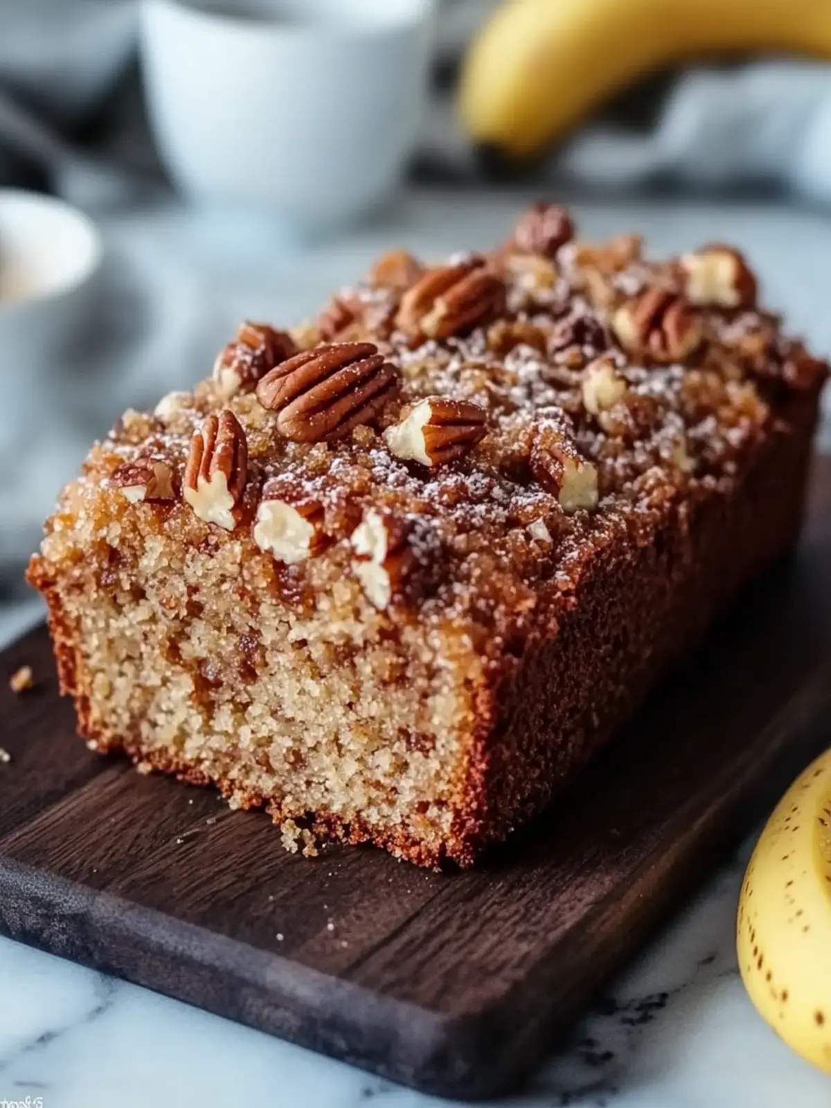 Braune Butter Bananenbrot Rezept mit knusprigen Pekannüssen 4 Braune Butter Bananenbrot Rezept mit einfacher knuspriger Pekannuss-Streusel-Topping