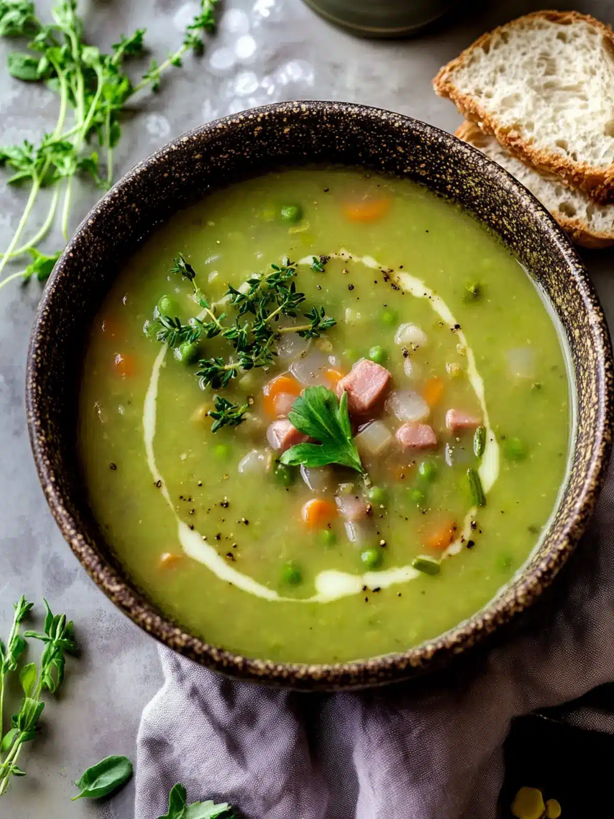 Befriedigende Erbsen- und Linsensuppe mit Schinken für kalte Tage 5 Befriedigende Erbsen- und Linsensuppe mit Schinken