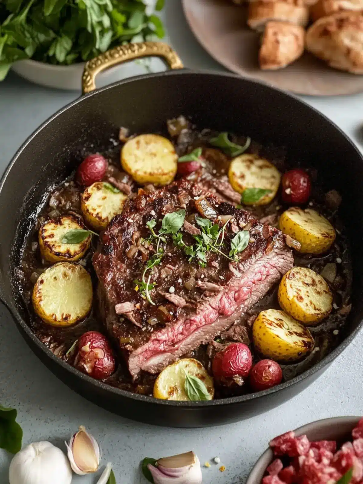 Ein-Topf Langsam Gekochtes Lamm mit Babykartoffeln & Oregano für die Familie 2 Ein-Topf Langsam Gekochtes Lamm mit Babykartoffeln & Oregano
