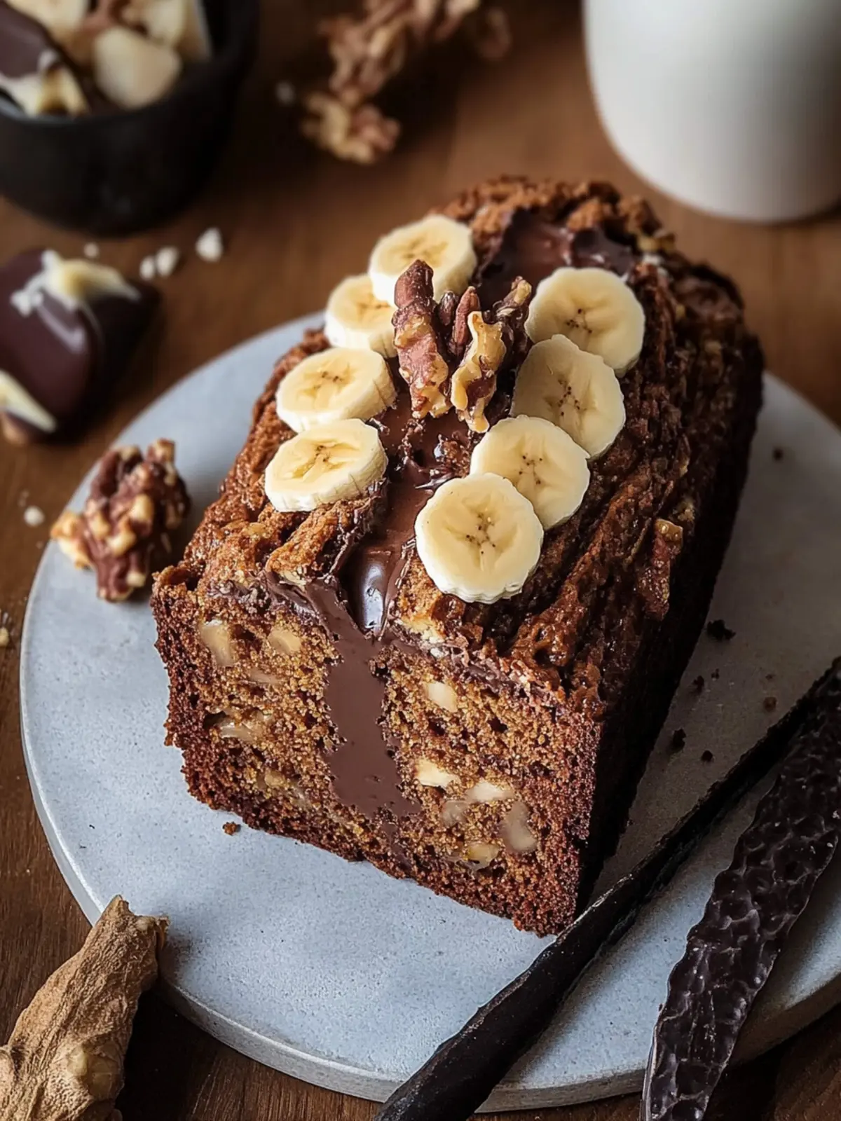 Köstliches Braune Butter Schokoladenstückchen Bananenbrot selbstgemacht 2 Braune Butter Schokoladenstückchen Bananenbrot