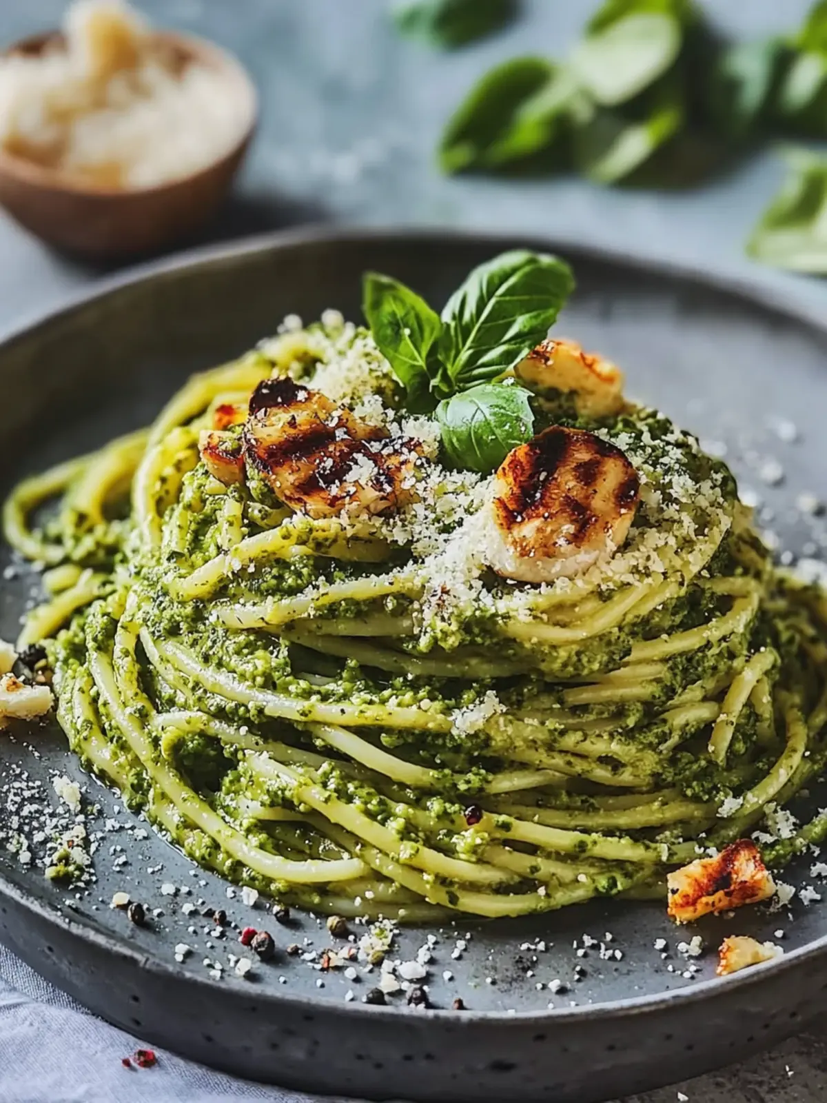 Pesto-Nudeln und gegrillte Garnelen für ein Gourmet-Feeling zuhause 3 Pesto-Nudeln und gegrillte Garnelen
