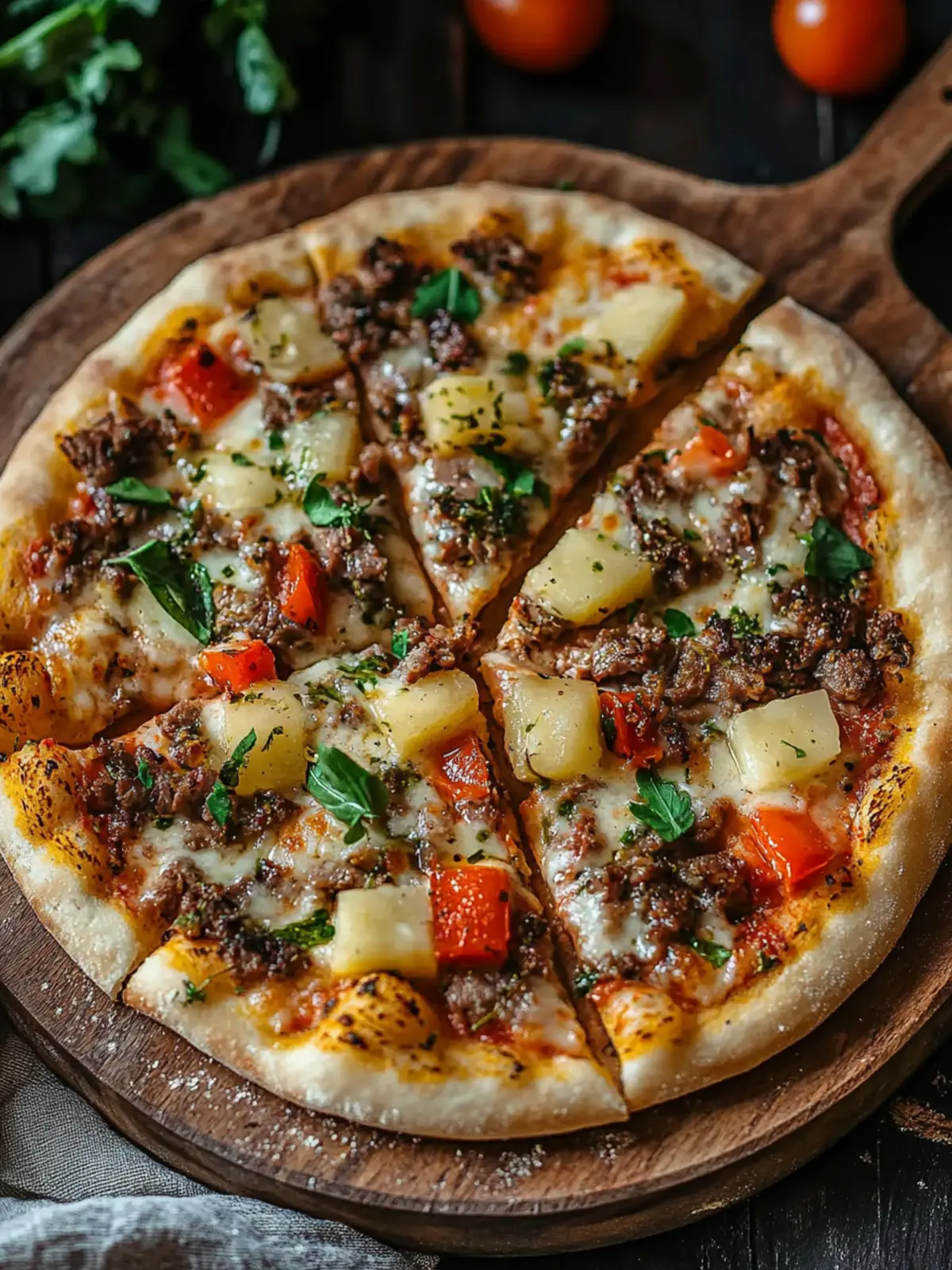 Kartoffelpizza mit Hackfleisch